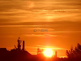 日落,太陽,天空