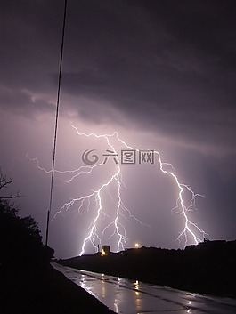 閃電,風暴,晚上