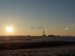 景觀,寒冬,耕地