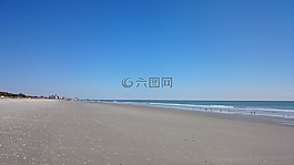海灘,沙,天空