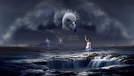 幻想,兀鷲,海