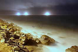 海,薄霧,夜