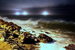 海,夜,波