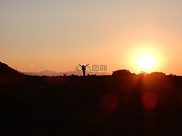 日落,太陽,陰影