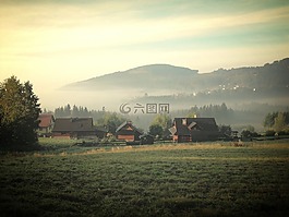 山,天空,全景圖