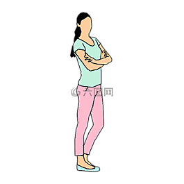 婦女,站在,剪出