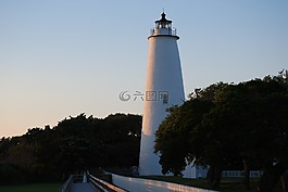 ocracoke的,燈塔,白
