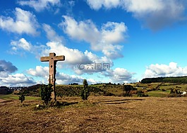 十字架,小山,云