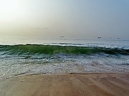 海灘,波,上午