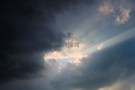 烏云,日光,云