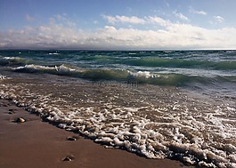 海灘,岸,湖
