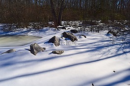雪,陰影,石