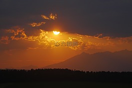 日落,天空,vysoké 塔特拉