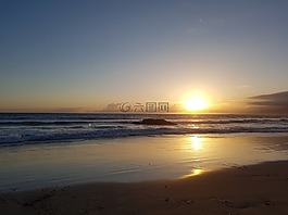 日落,速率,海灘