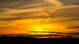 日落,天空,abendstimmung