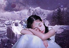 女孩,模型,睡眠