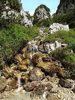 瀑布,水,山