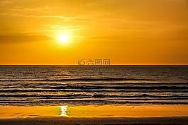 海灘,日落,太陽