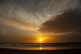 海灘,日落,太陽(yáng)