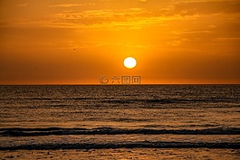 海灘,日落,太陽(yáng)