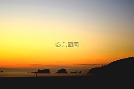 日落,海洋,海