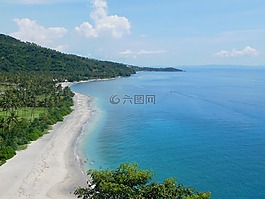 全景图,美丽的海滩,海