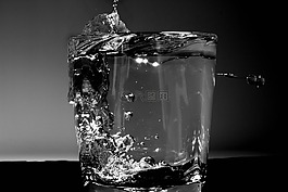 硬幣,黑白,水