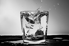 硬幣,黑白,水
