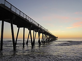 碼頭,木,海
