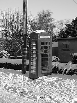 雪,电话箱,电话