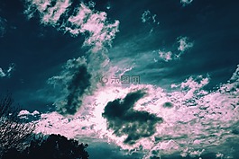 云,天空,草