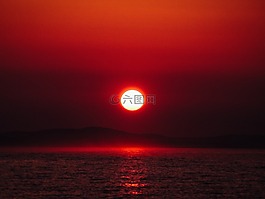 日落,海灘,海洋