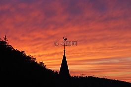 天空,紅色,日落