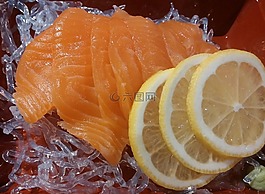 三文鱼,柠檬,美食