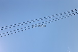 電源線(xiàn),天空,藍(lán)色