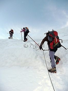 山,雪,徒步旅行