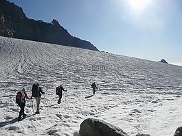 山,雪,徒步旅行