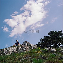 徒步旅行,休息,年輕