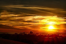 日落,太陽,天空