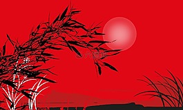 景觀,竹,日落
