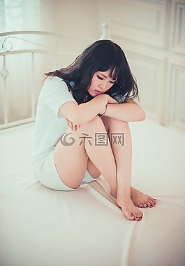女孩,臥室,傷心