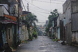 到達,街,房子