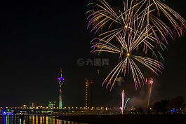 杜塞爾多夫,夜,萊茵
