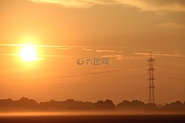 日出,霧,天空