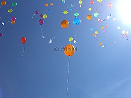 天空,氣球,藍色