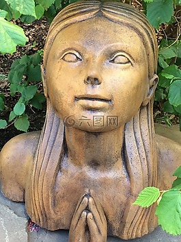女雕像,花園裝飾,祈禱