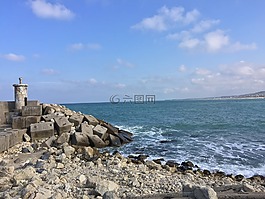 灯塔,岩,海滨