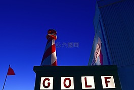 迷你高尔夫,夜,灯