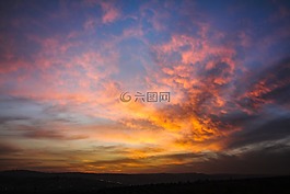 日落,反射,晚上