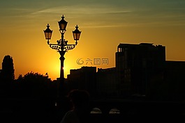 路燈,燈籠,日落